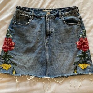Floral Jean Skirt